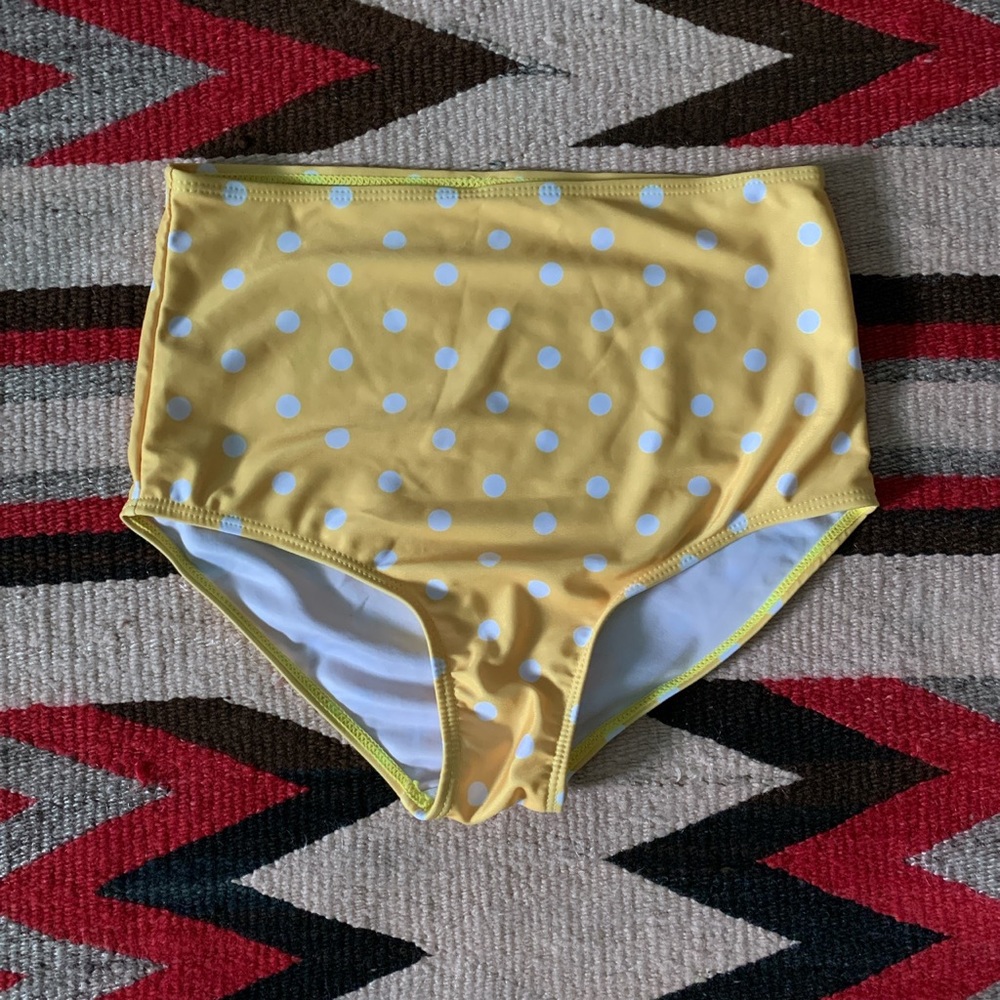 High waisted yellow polka dot bathing suit bottoms size small
